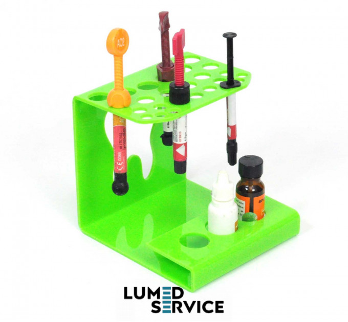 Підставка 25 шприців +3 баночки зелена для стоматологічних фотополімерних композитів