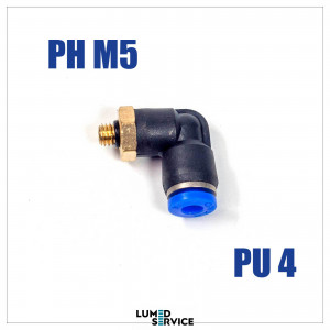 Штуцер кутовий PU4 РН М5 фітинг цанговий швидкознімний з різьбою