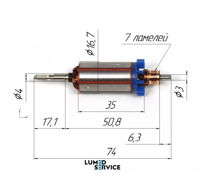 Якір STRONG 107/102L для зуботехнічного мікромотора фрезера 