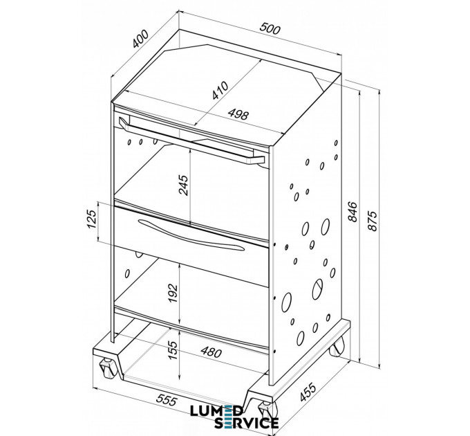 Столик Panmed ПАНОК 4 500 зі скринькою 50*50 см для стоматологічного кабінету