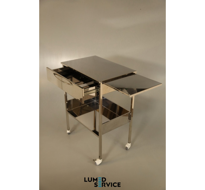 Столик Panmed нержавіюча сталь медичний з ящиком та висувною площиною